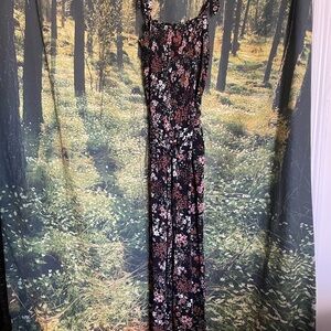 Abercrombie & Fitch Black Floral Smocked Jumpsuit